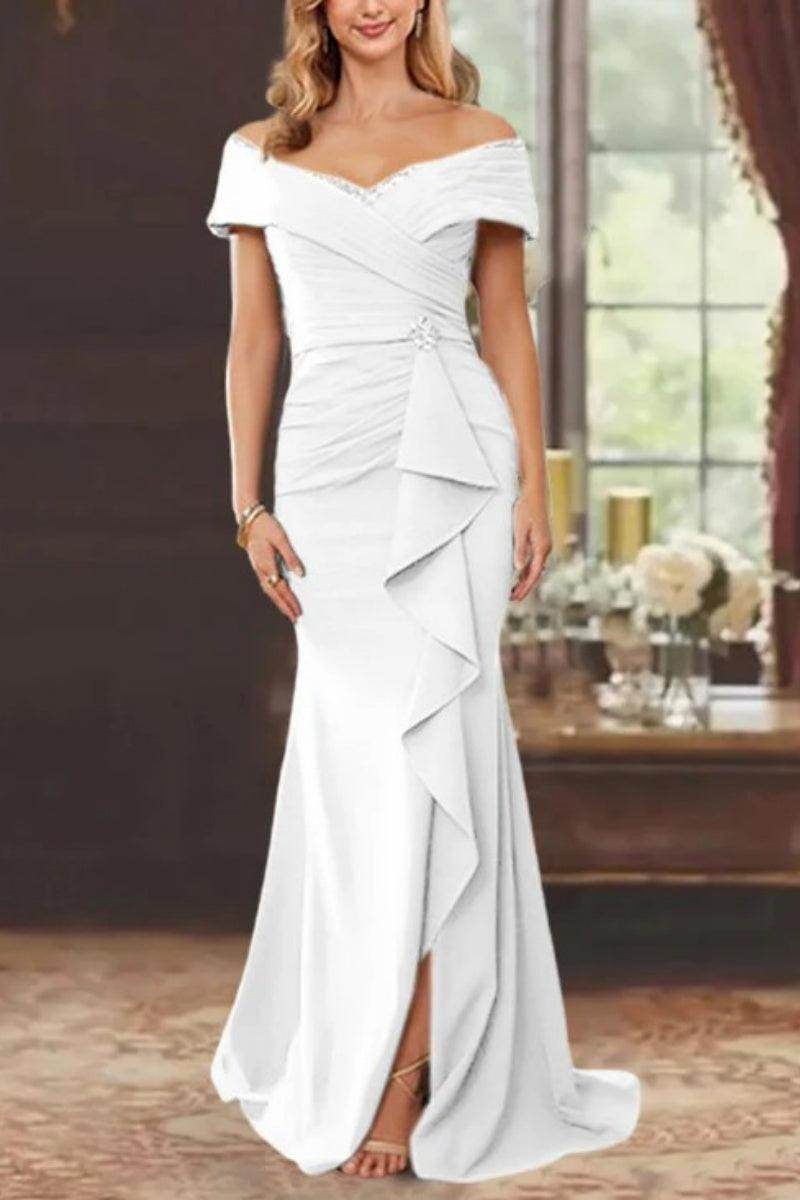 Sheath Off the Shoulder Sleeveless Floor Length Mother Dresses CM0379 - COCOMELODY