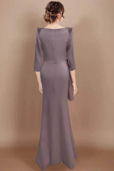 Sheath Scoop 3/4 Length Sleeves Floor Length Mother Dresses CM0380 - COCOMELODY