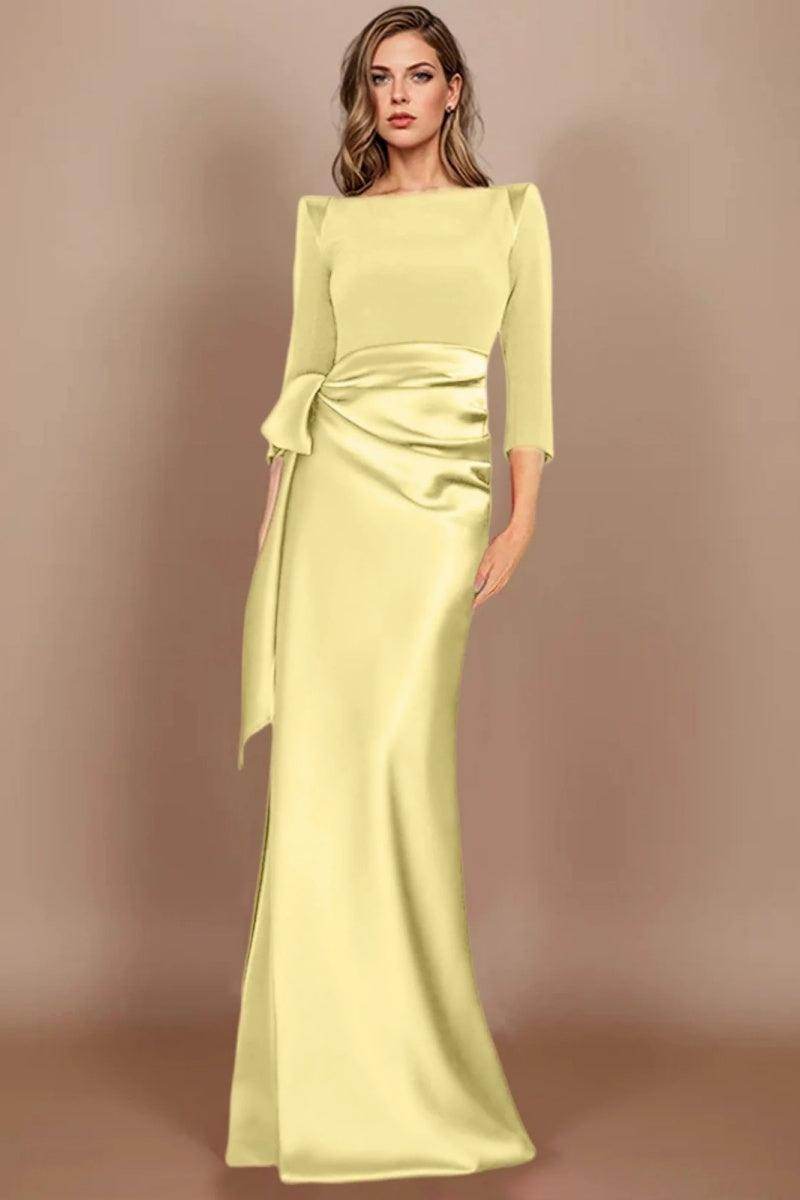 Sheath Scoop 3/4 Length Sleeves Floor Length Mother Dresses CM0380 - COCOMELODY