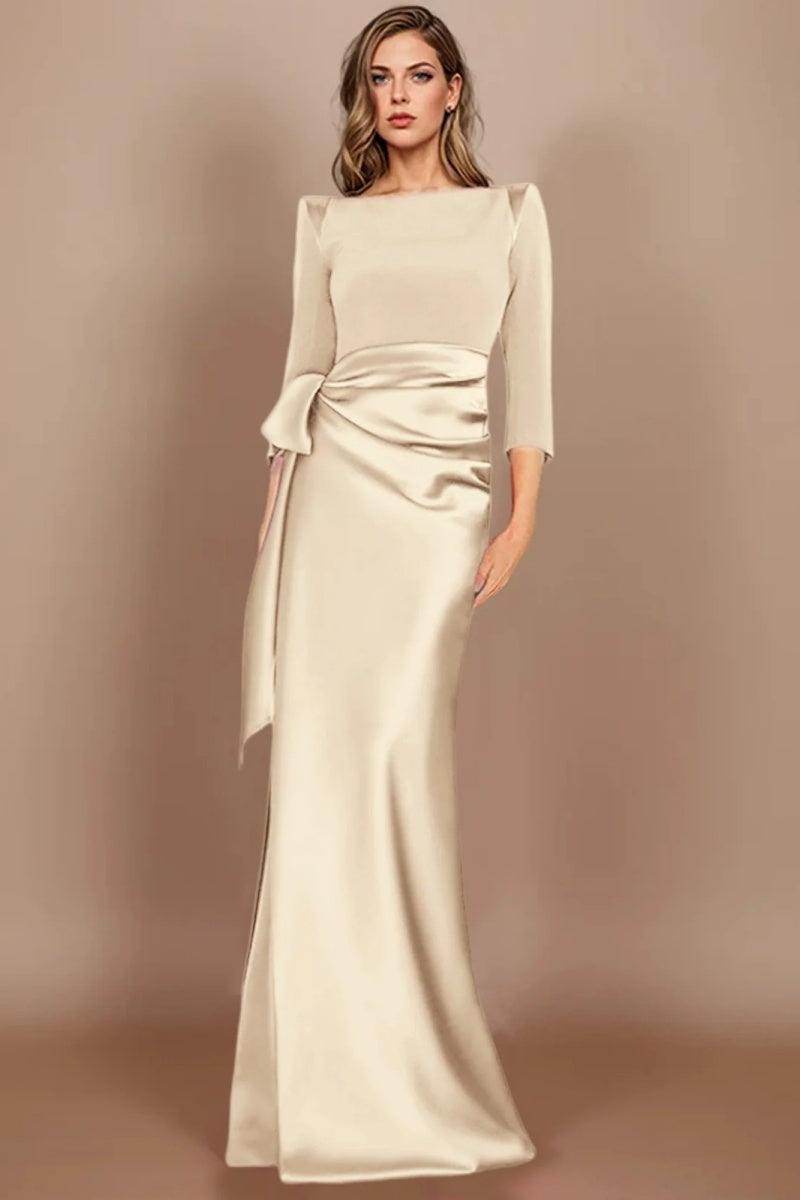 Sheath Scoop 3/4 Length Sleeves Floor Length Mother Dresses CM0380 - COCOMELODY