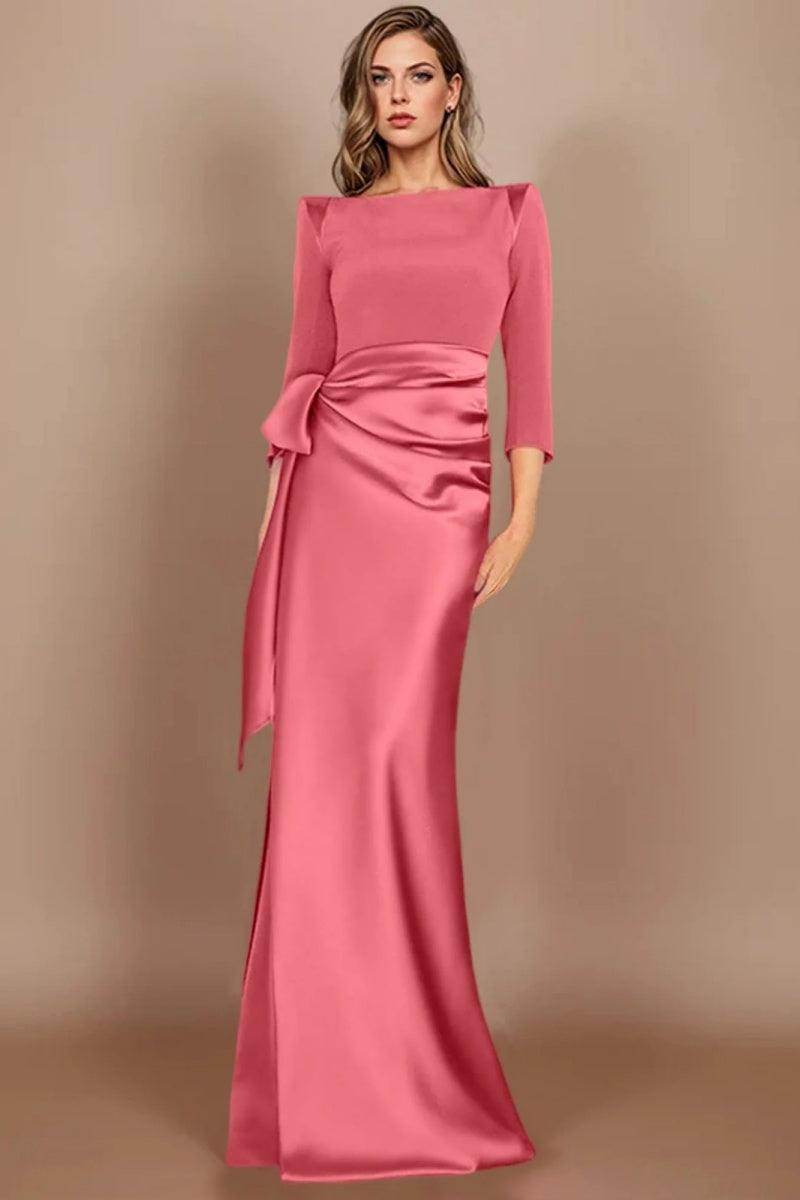 Sheath Scoop 3/4 Length Sleeves Floor Length Mother Dresses CM0380 - COCOMELODY