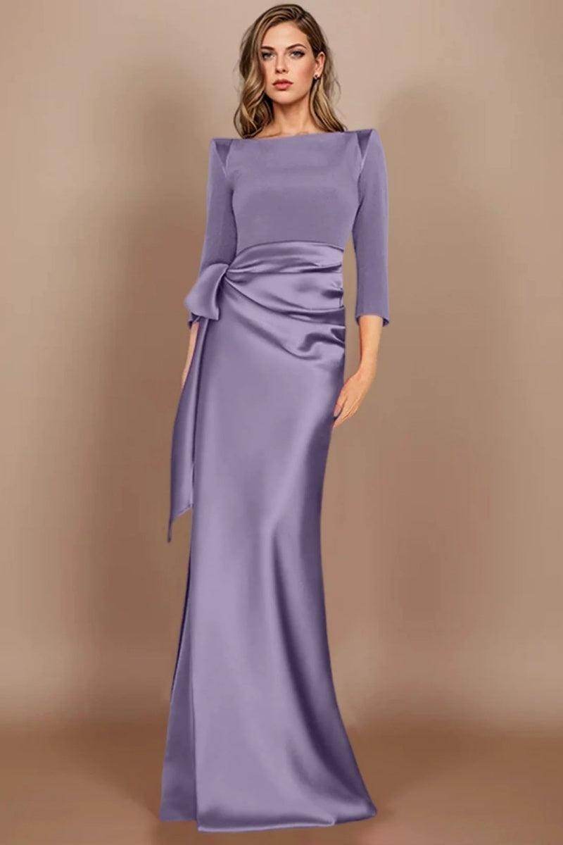 Sheath Scoop 3/4 Length Sleeves Floor Length Mother Dresses CM0380 - COCOMELODY