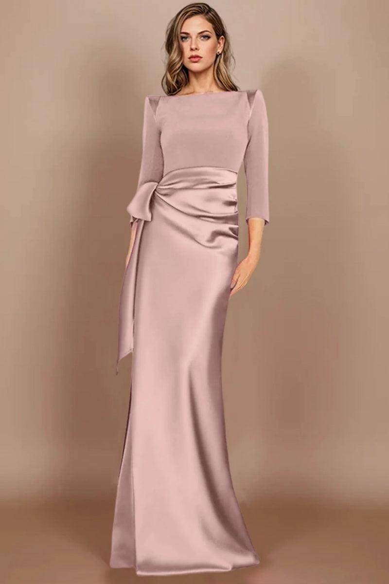 Sheath Scoop 3/4 Length Sleeves Floor Length Mother Dresses CM0380 - COCOMELODY