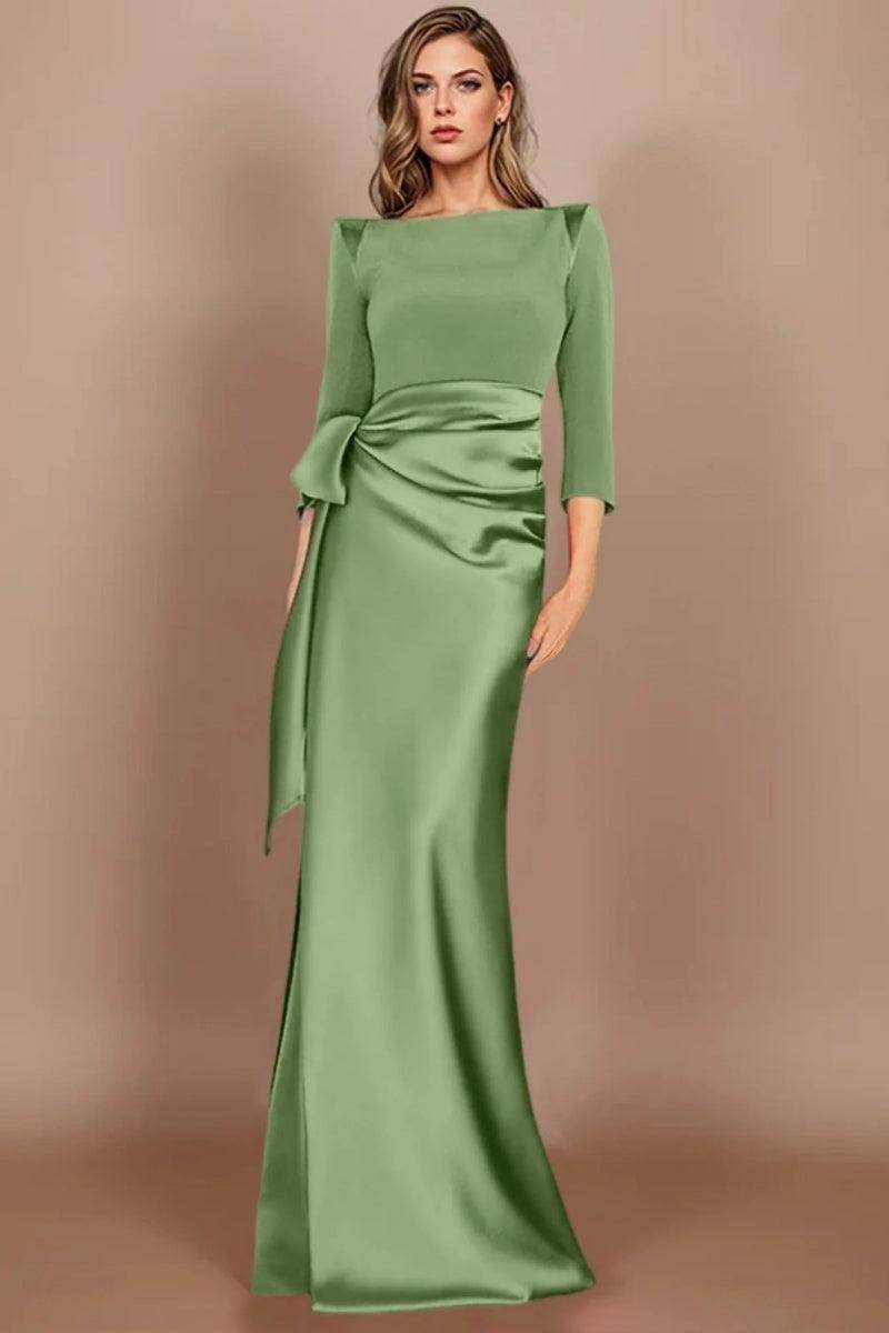 Sheath Scoop 3/4 Length Sleeves Floor Length Mother Dresses CM0380 - COCOMELODY