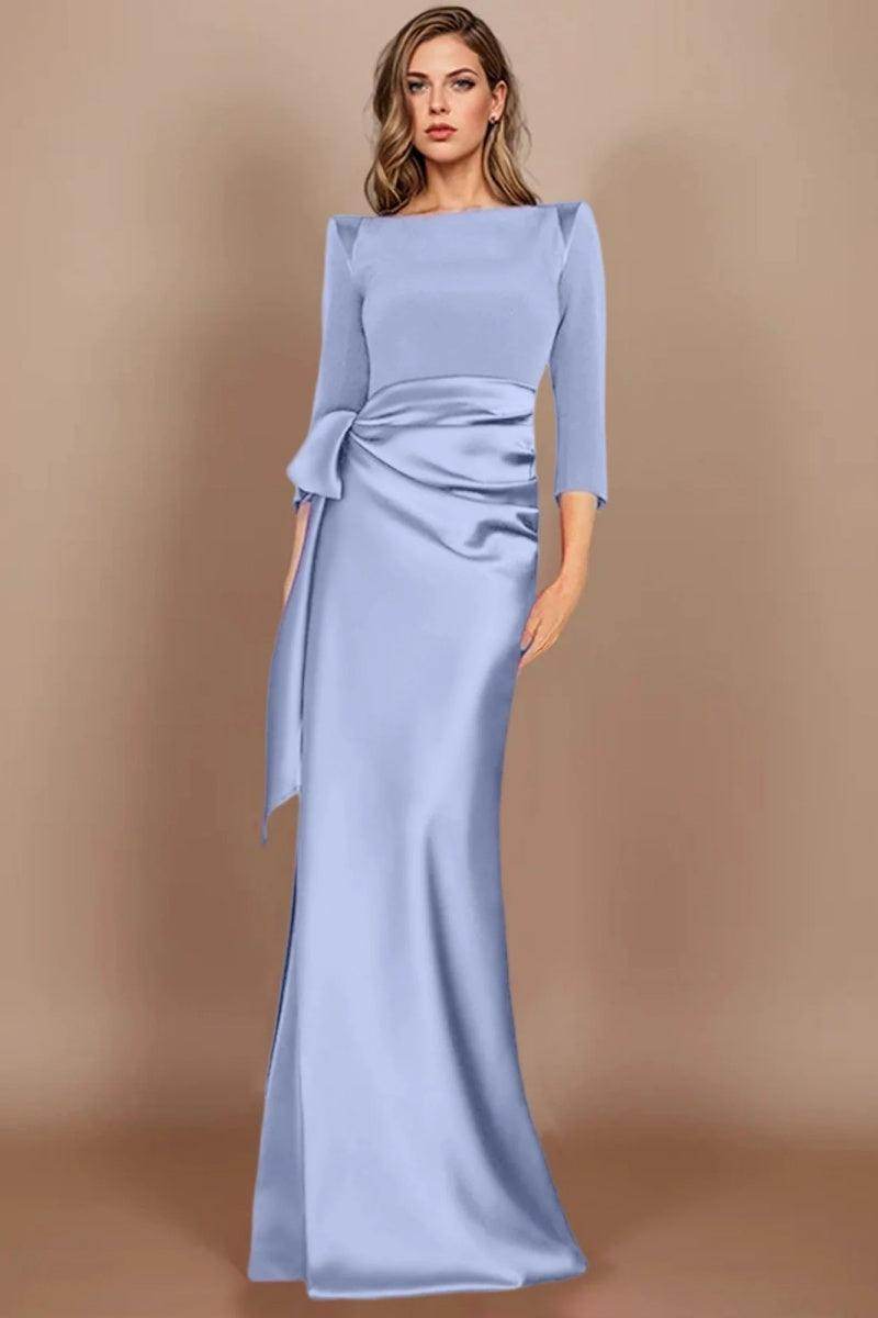 Sheath Scoop 3/4 Length Sleeves Floor Length Mother Dresses CM0380 - COCOMELODY