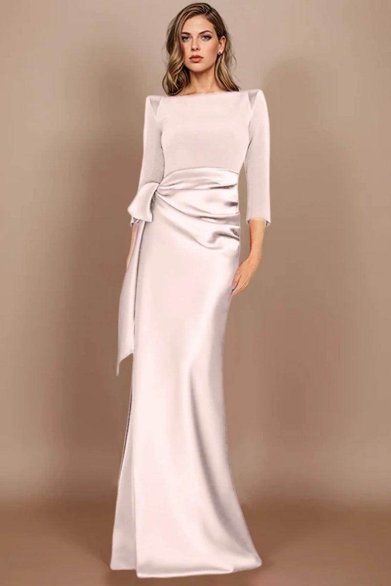 Sheath Scoop 3/4 Length Sleeves Floor Length Mother Dresses CM0380 - COCOMELODY