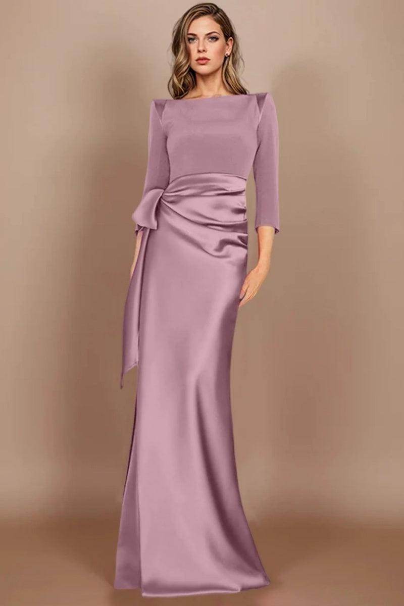 Sheath Scoop 3/4 Length Sleeves Floor Length Mother Dresses CM0380 - COCOMELODY