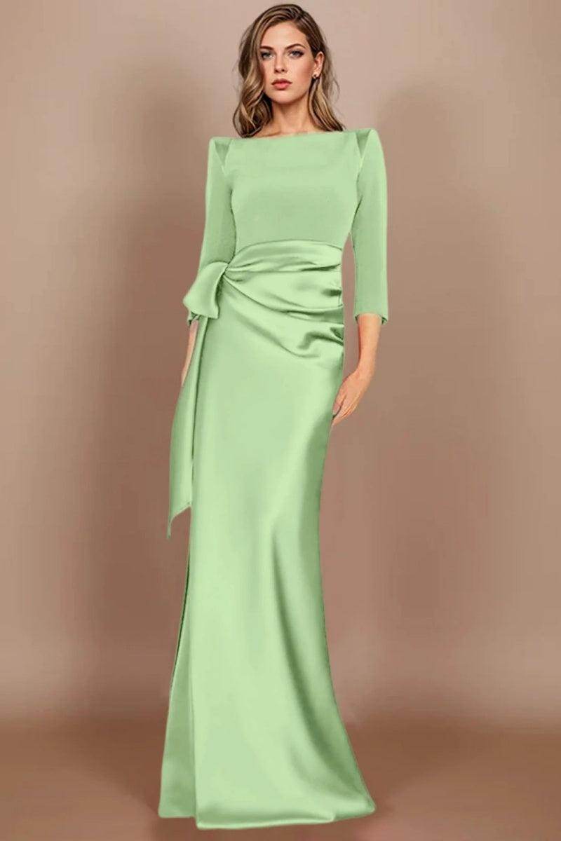 Sheath Scoop 3/4 Length Sleeves Floor Length Mother Dresses CM0380 - COCOMELODY