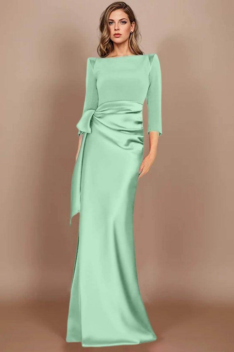 Sheath Scoop 3/4 Length Sleeves Floor Length Mother Dresses CM0380 - COCOMELODY