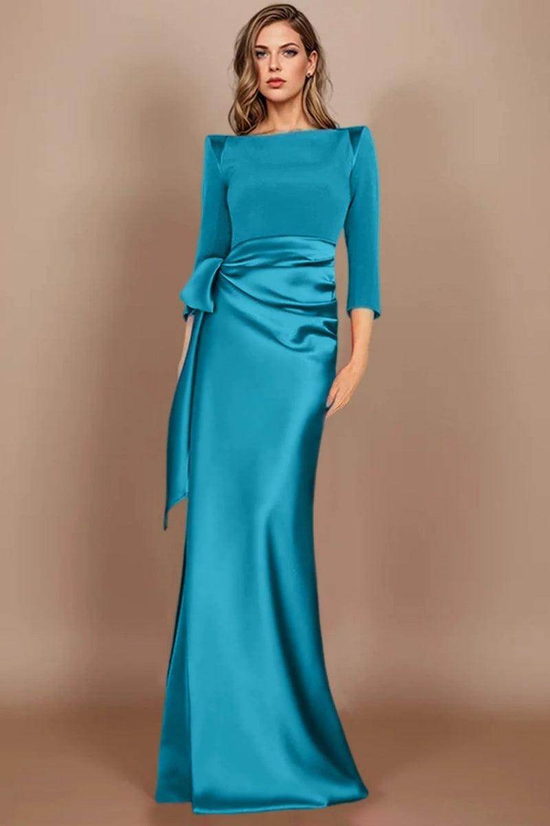 Sheath Scoop 3/4 Length Sleeves Floor Length Mother Dresses CM0380 - COCOMELODY