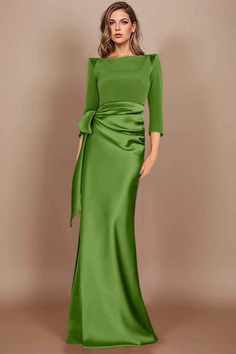 Sheath Scoop 3/4 Length Sleeves Floor Length Mother Dresses CM0380 - COCOMELODY