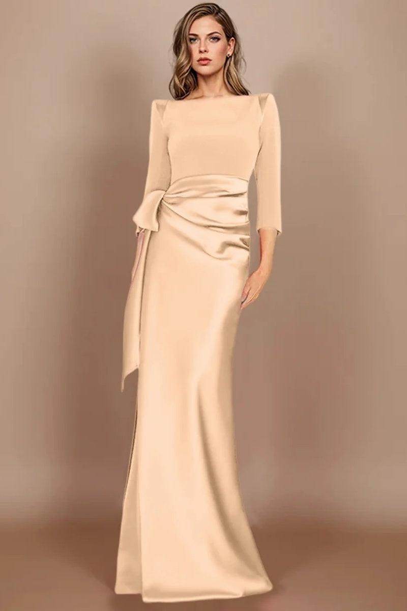 Sheath Scoop 3/4 Length Sleeves Floor Length Mother Dresses CM0380 - COCOMELODY
