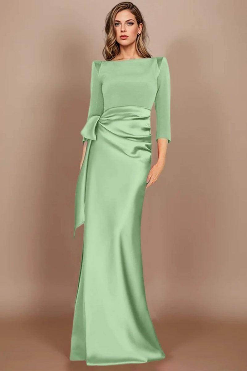 Sheath Scoop 3/4 Length Sleeves Floor Length Mother Dresses CM0380 - COCOMELODY