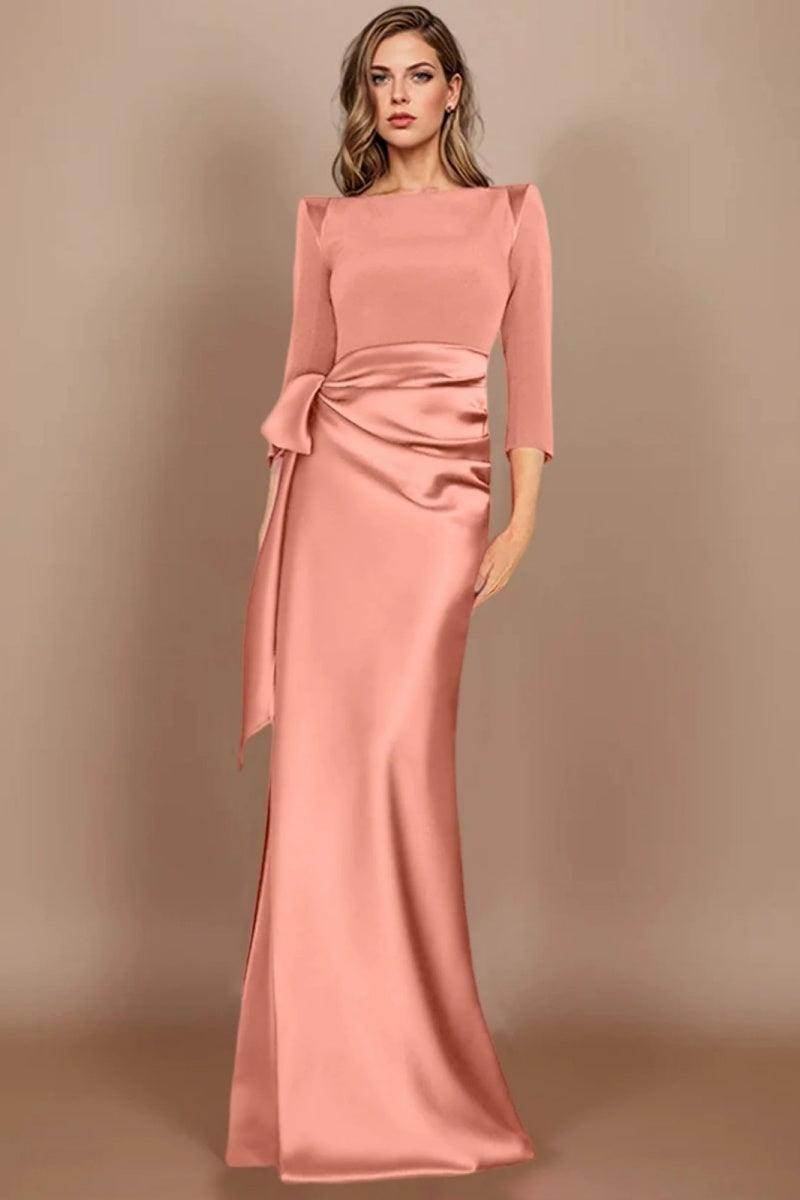 Sheath Scoop 3/4 Length Sleeves Floor Length Mother Dresses CM0380 - COCOMELODY