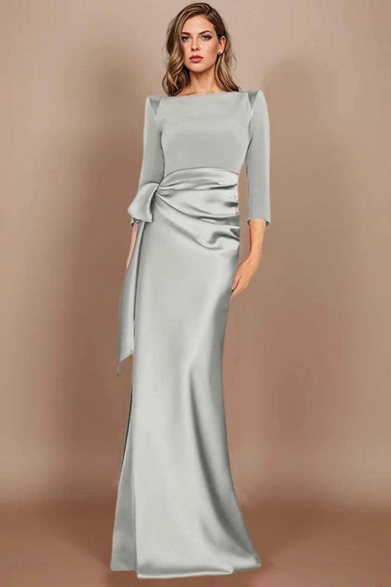 Sheath Scoop 3/4 Length Sleeves Floor Length Mother Dresses CM0380 - COCOMELODY