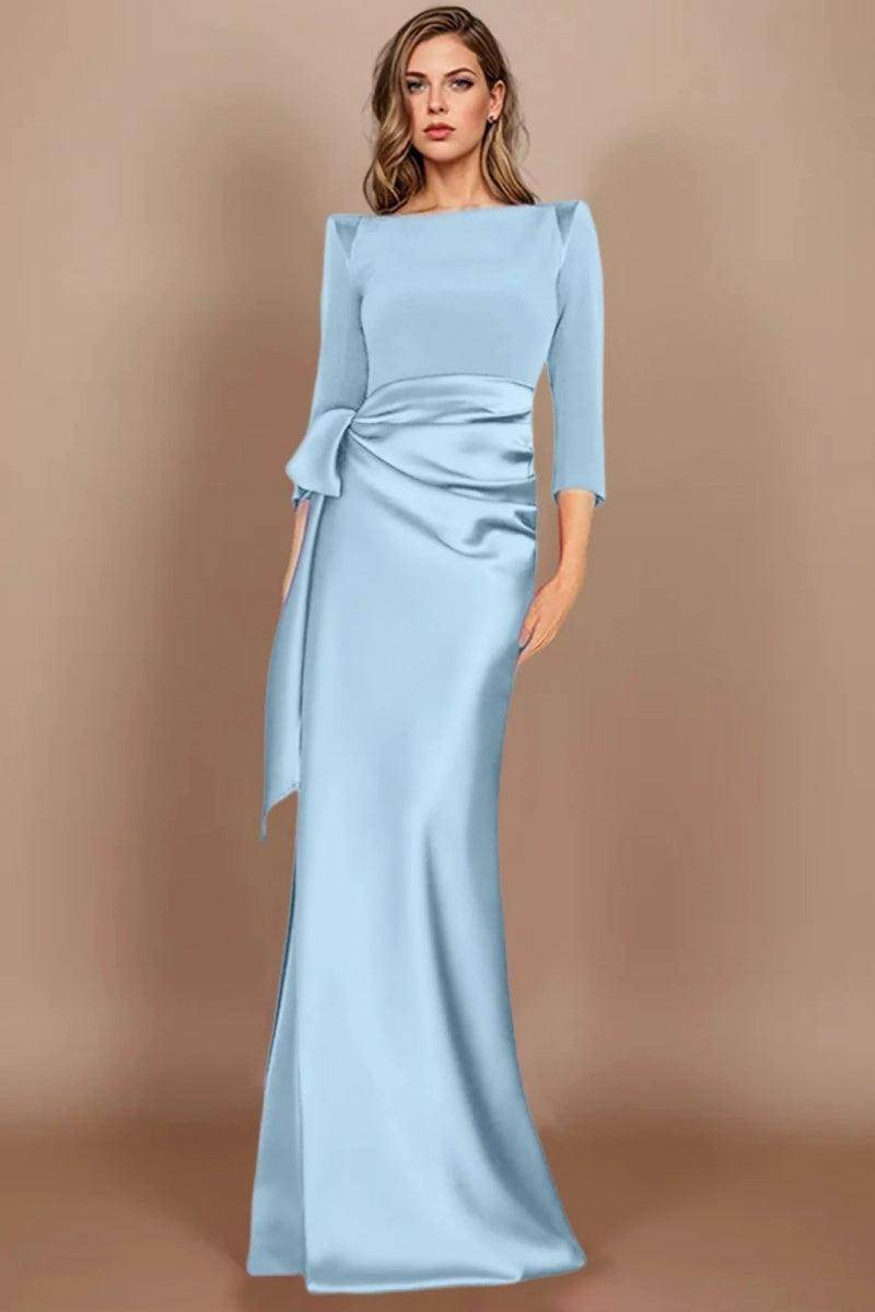 Sheath Scoop 3/4 Length Sleeves Floor Length Mother Dresses CM0380 - COCOMELODY