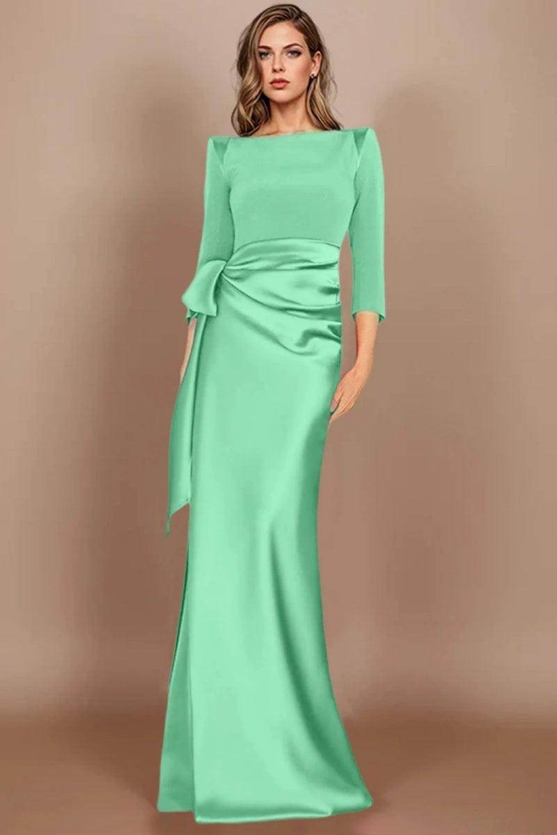 Sheath Scoop 3/4 Length Sleeves Floor Length Mother Dresses CM0380 - COCOMELODY