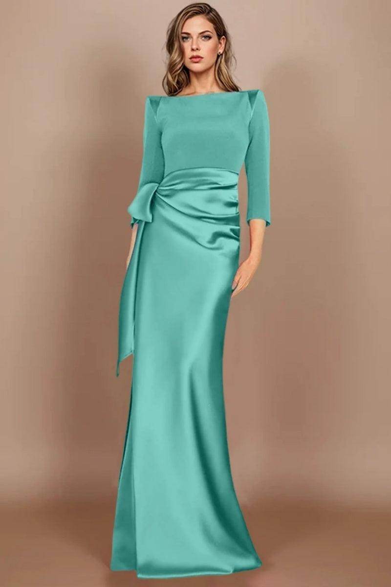 Sheath Scoop 3/4 Length Sleeves Floor Length Mother Dresses CM0380 - COCOMELODY