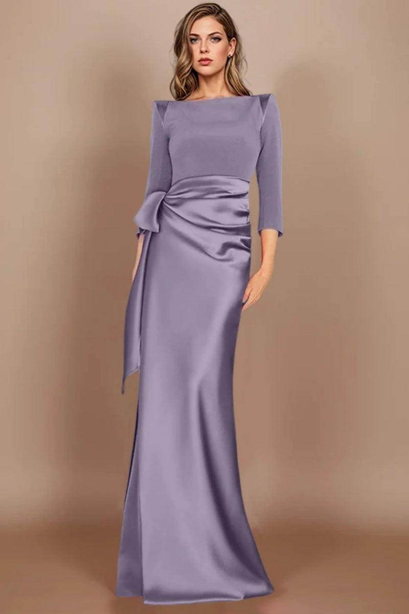Sheath Scoop 3/4 Length Sleeves Floor Length Mother Dresses CM0380 - COCOMELODY