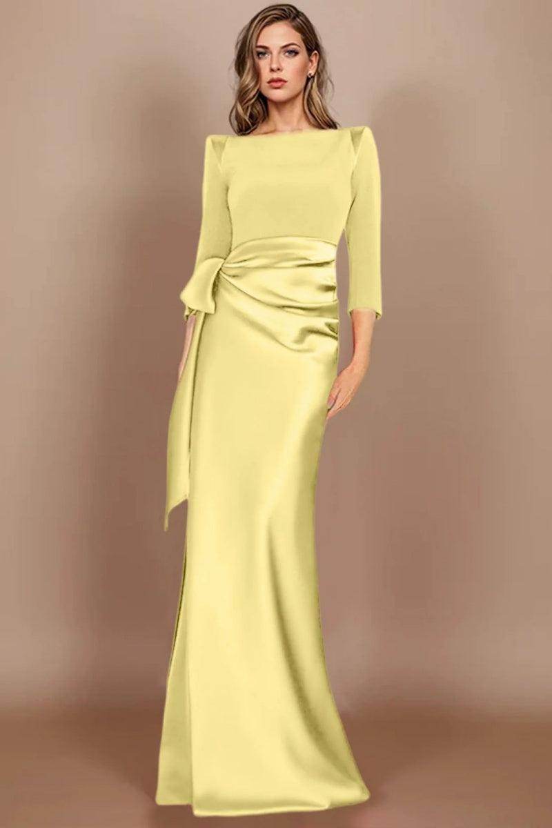 Sheath Scoop 3/4 Length Sleeves Floor Length Mother Dresses CM0380 - COCOMELODY
