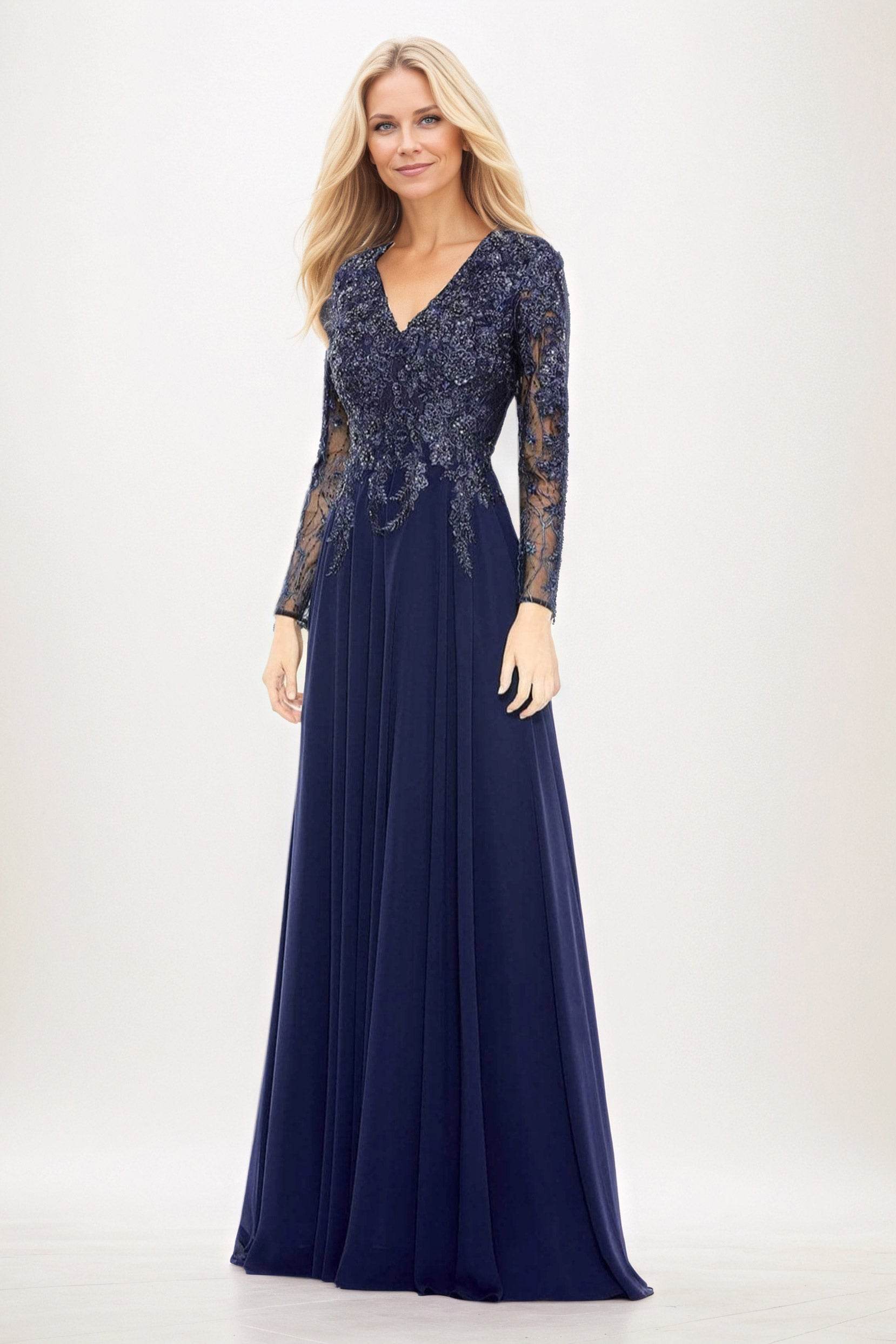 A-Line Maxi Chiffon Mother of the Bride Dresses COCOMELODY CM0396, Dark Purple