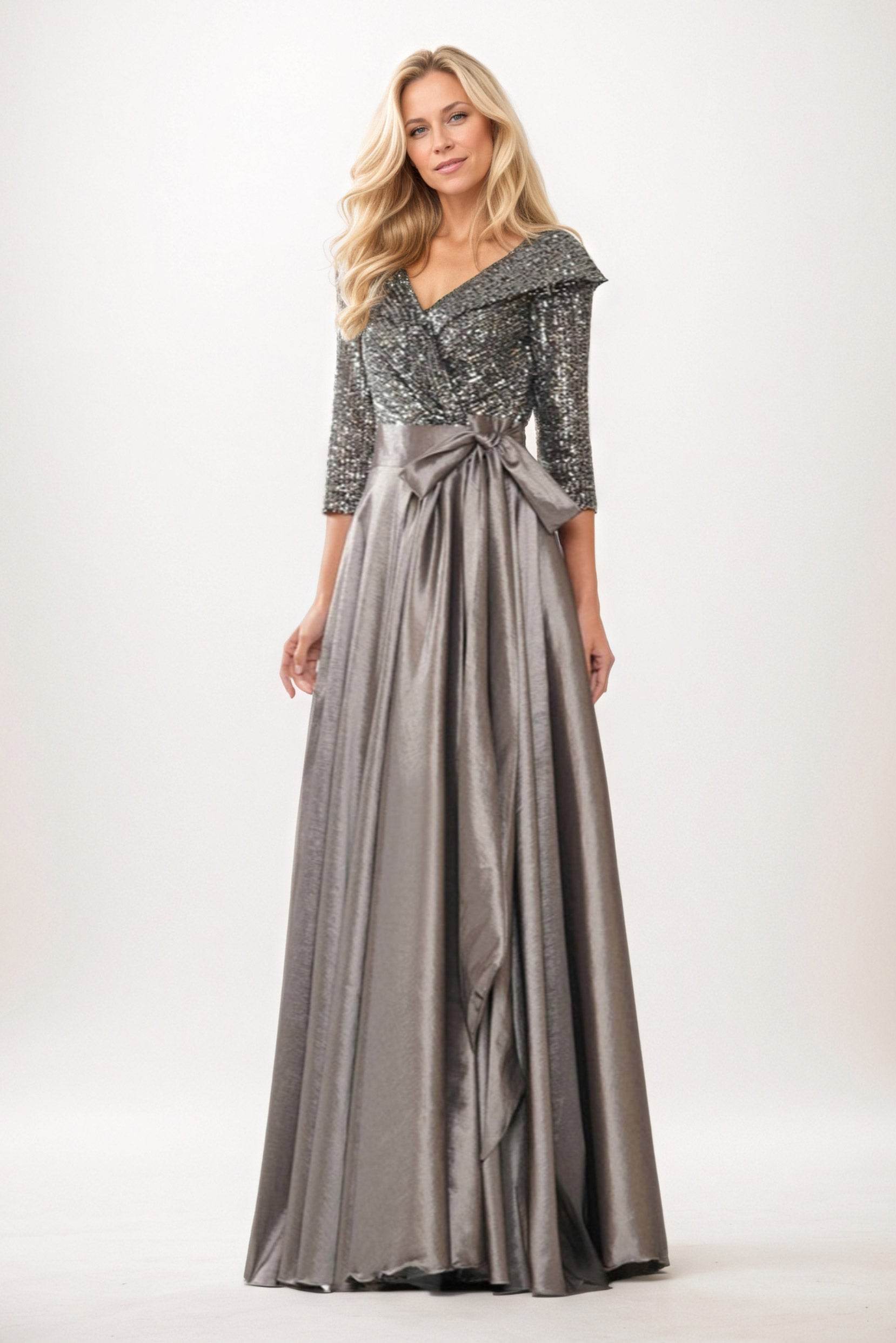 silver sparkly mother of the bride dresses Stella Couture 22062 Long Formal Beaded Mother of the Bride Dress