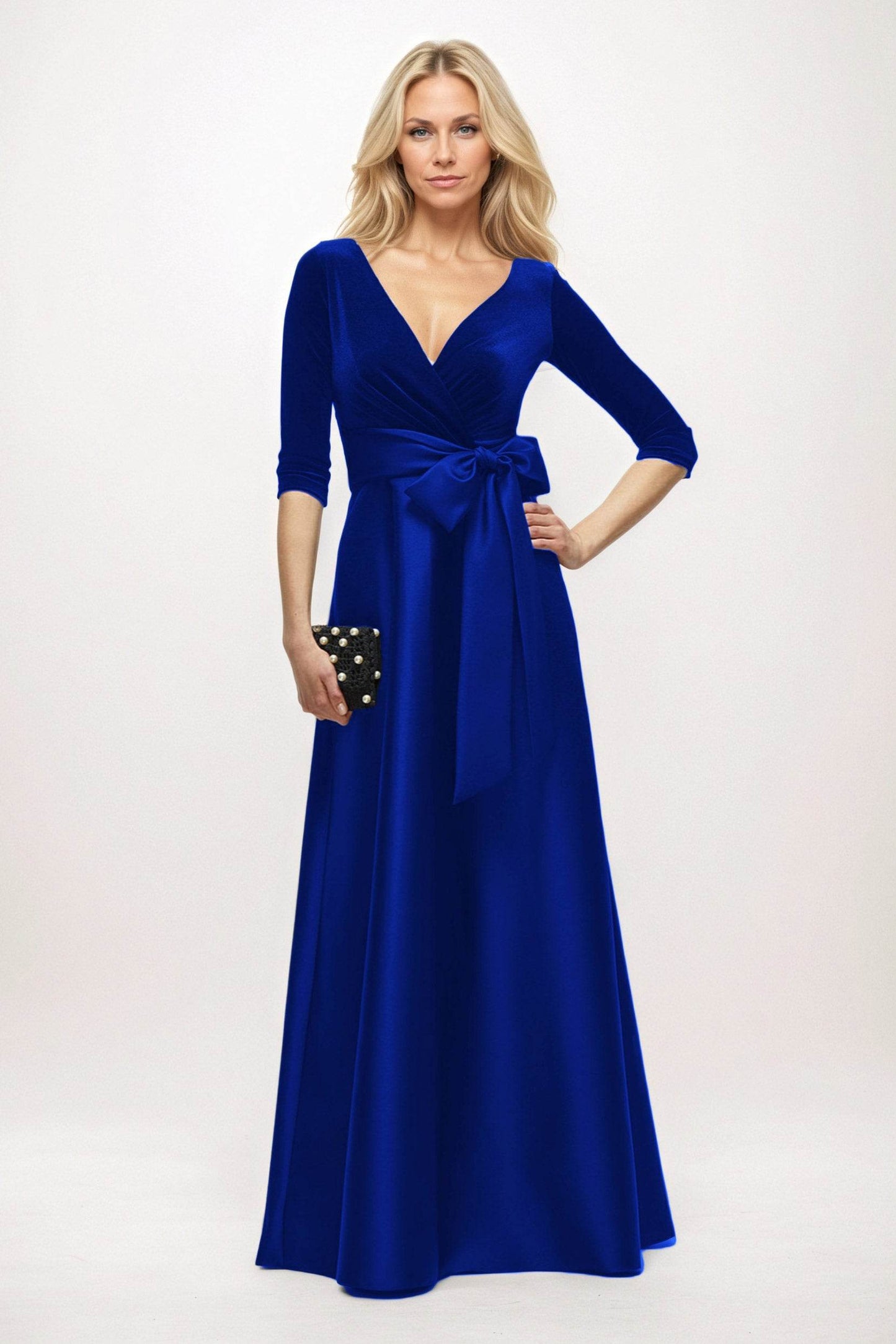 A-Line Maxi Velvet Satin Mother of the Bride Dresses CM0409 - COCOMELODY