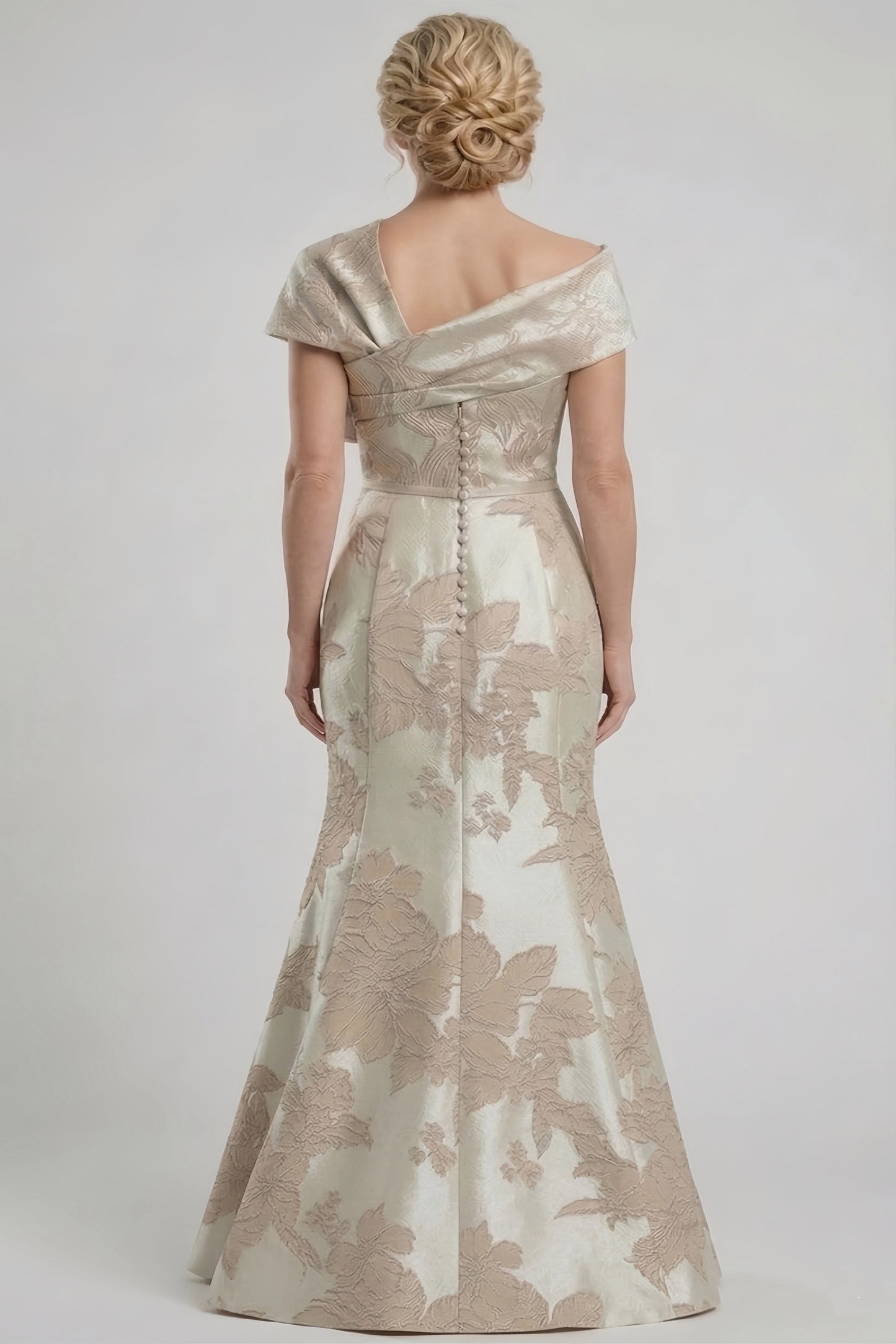 Trumpet-Mermaid Floor Length Jacquard Mother of the Bride Dress CM0414CR
