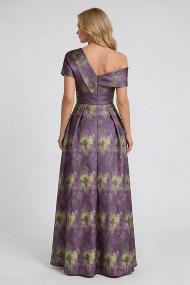 A-Line Floor Length Jacquard Mother of the Bride Dress CM0422 - Hot Fuchsia Floral - COCOMELODY