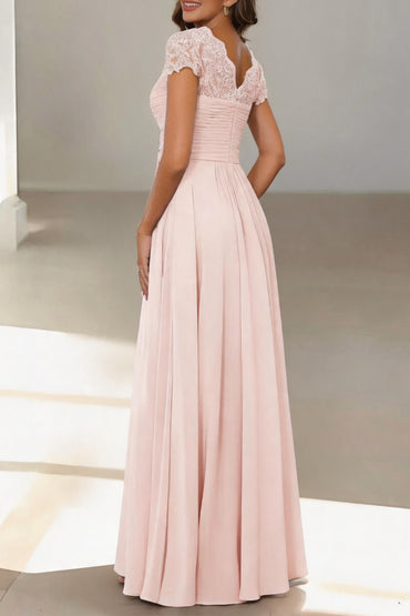 A-Line Floor Length Chiffon Mother of the Bride Dress CM0434 - Soft Blush - COCOMELODY