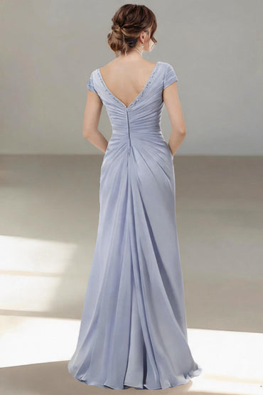 Sheath-Column Floor Length Chiffon Mother of the Bride Dress CM0436 - Light Blue - COCOMELODY