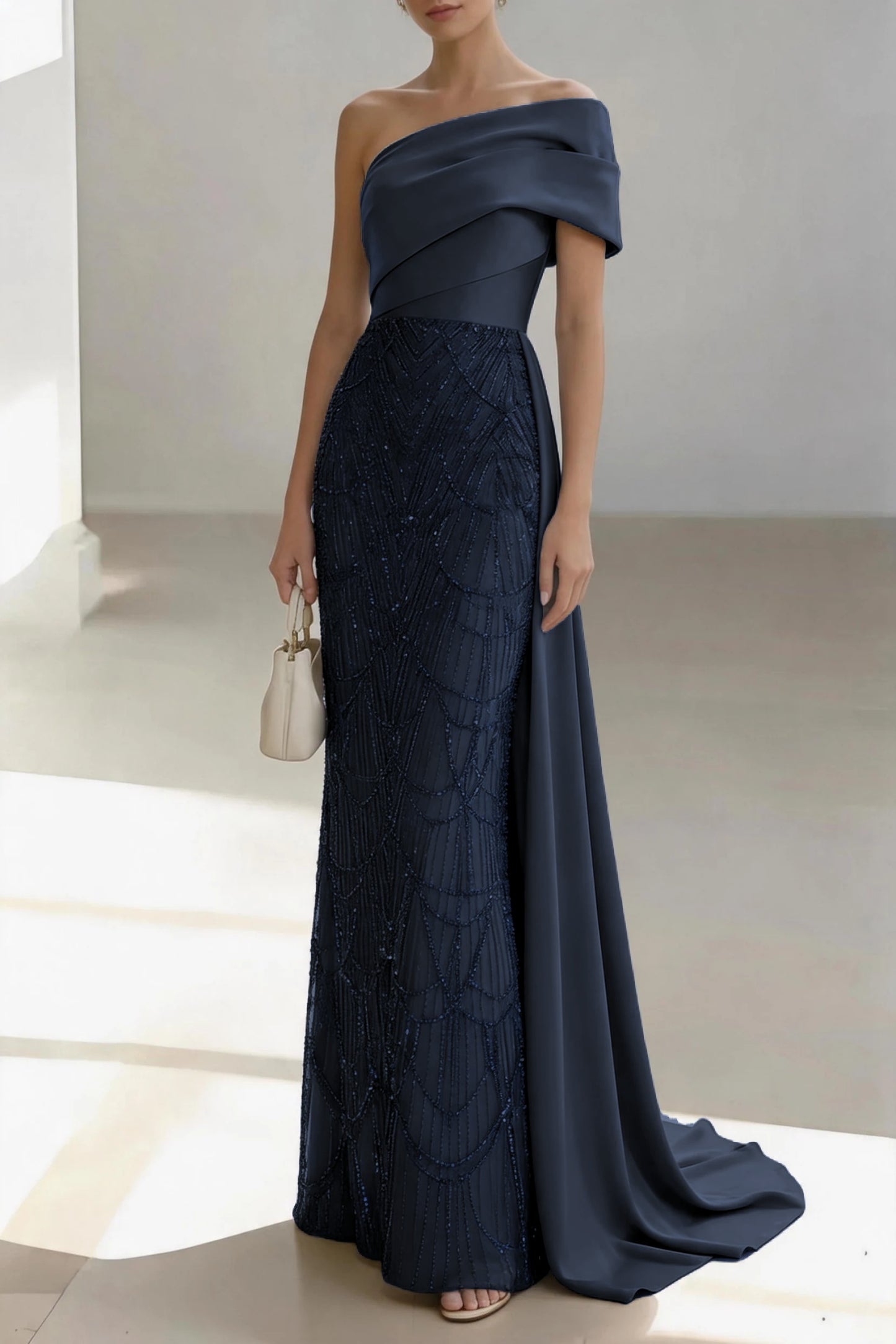 Sheath-Column Floor Length Satin Mother of the Bride Dress CM0438