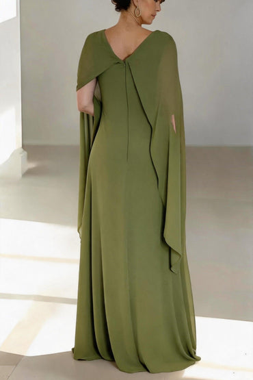 A-Line Floor Length Chiffon Mother of the Bride Dress CM0439 - Olive Green - COCOMELODY