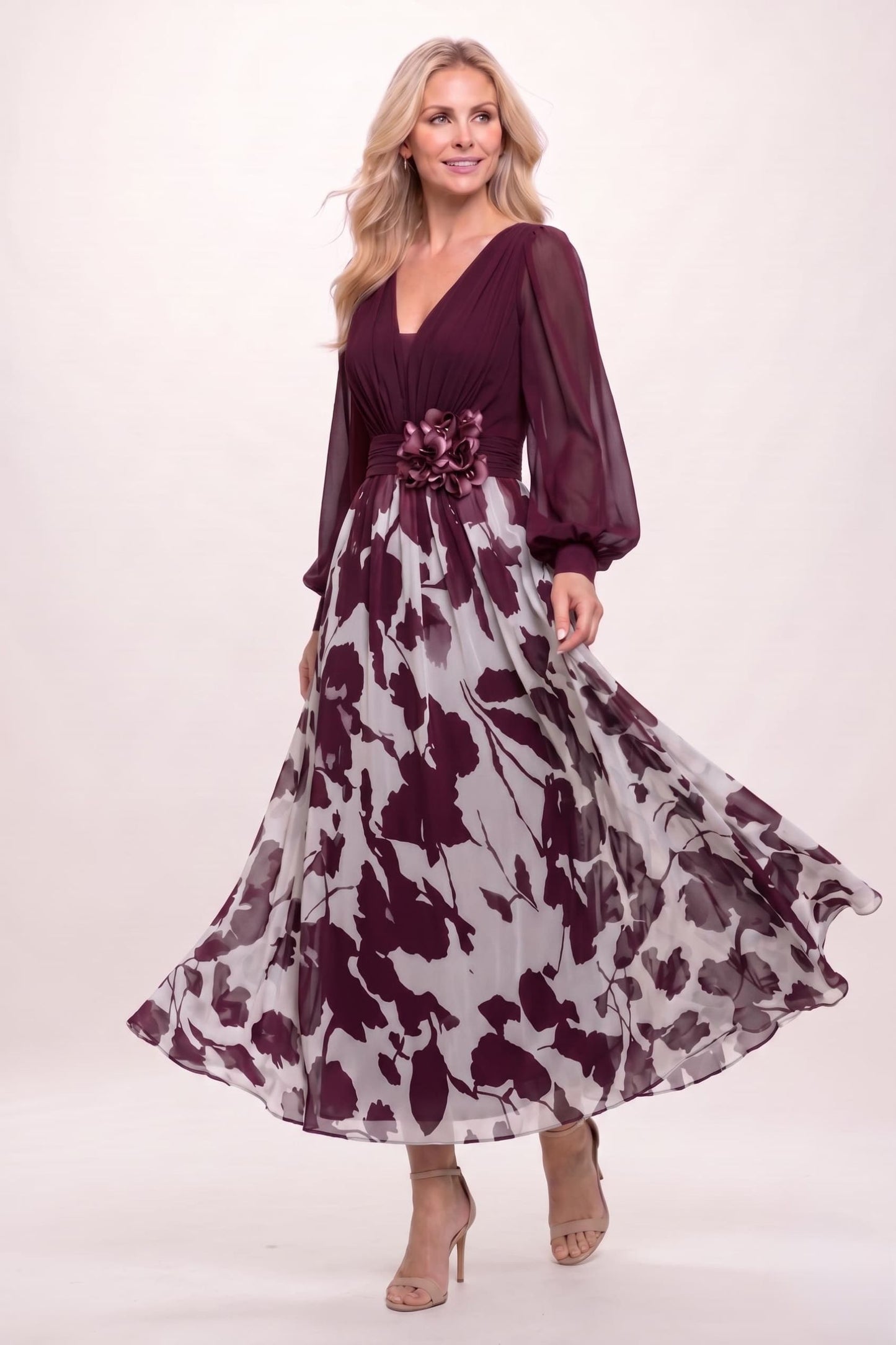 A-Line Ankle Length Printed Chiffon Mother of the Bride Dress CM0446