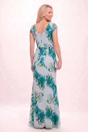 Sheath-Column Maxi Printed Chiffon Mother of the Bride Dress CM0449 - Pink - COCOMELODY