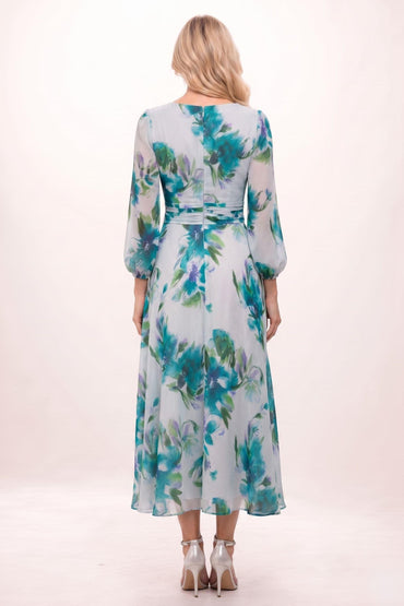 A-Line Ankle Length Printed Chiffon Mother of the Bride Dress CM0451 - Pink - COCOMELODY