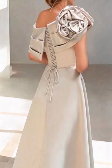 A-Line Floor Length Satin Mother of the Bride Dress CM0452 - Champagne - COCOMELODY
