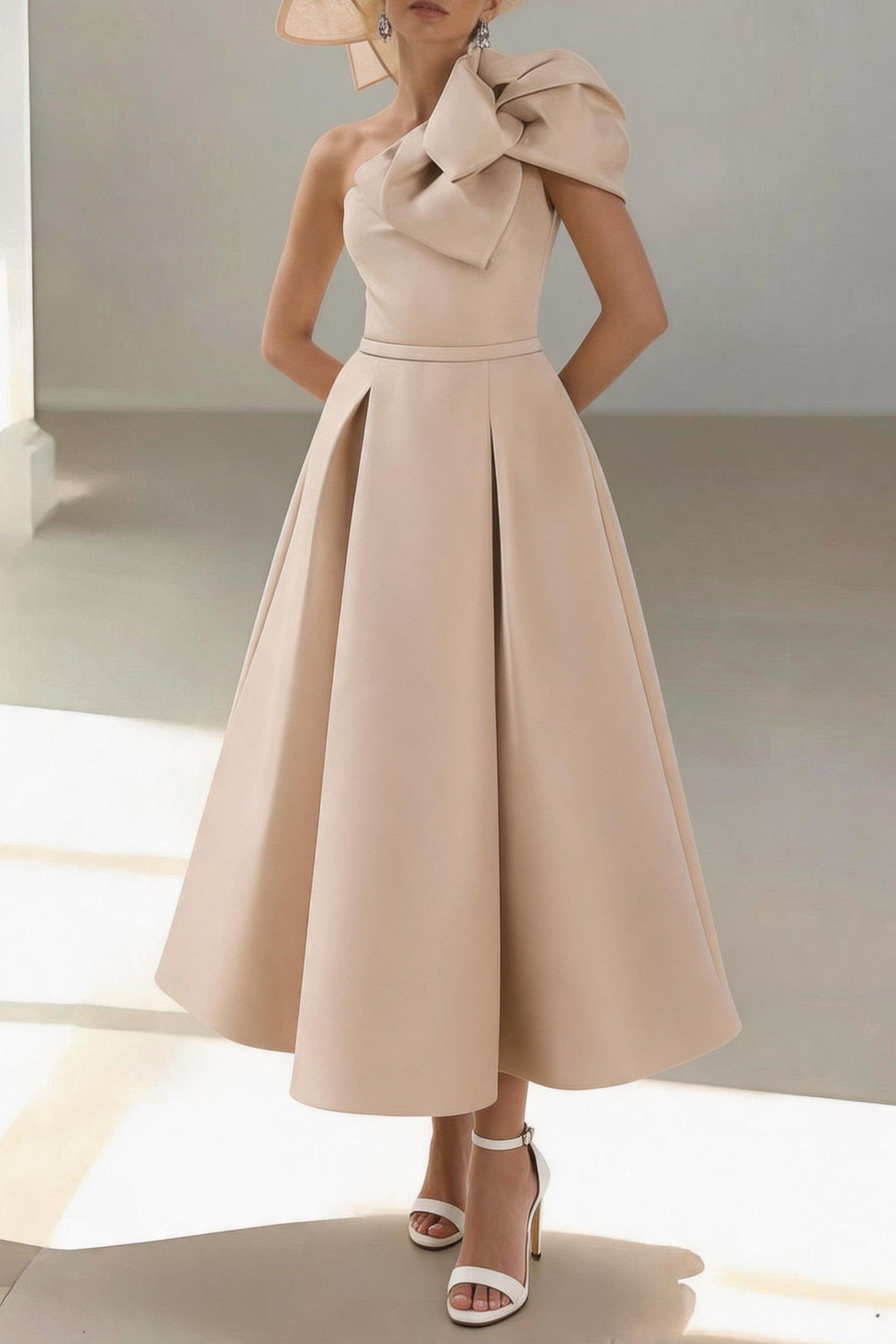 A-Line Ankle Length Satin Mother of the Bride Dress CM0458 - Soft Blush - COCOMELODY