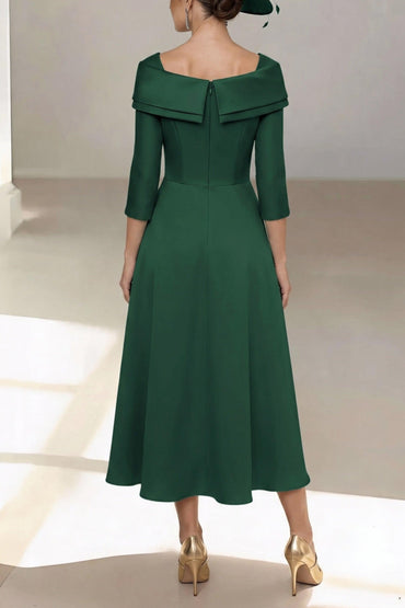 A-Line Ankle Length Satin Mother of the Bride Dress CM0459 - Dark Green - COCOMELODY