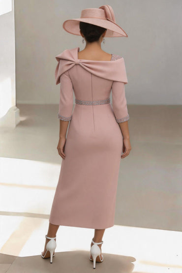 Sheath-Column Ankle Length Elastic Cloth Mother of the Bride Dress CM0460 - Dusty Rose - COCOMELODY
