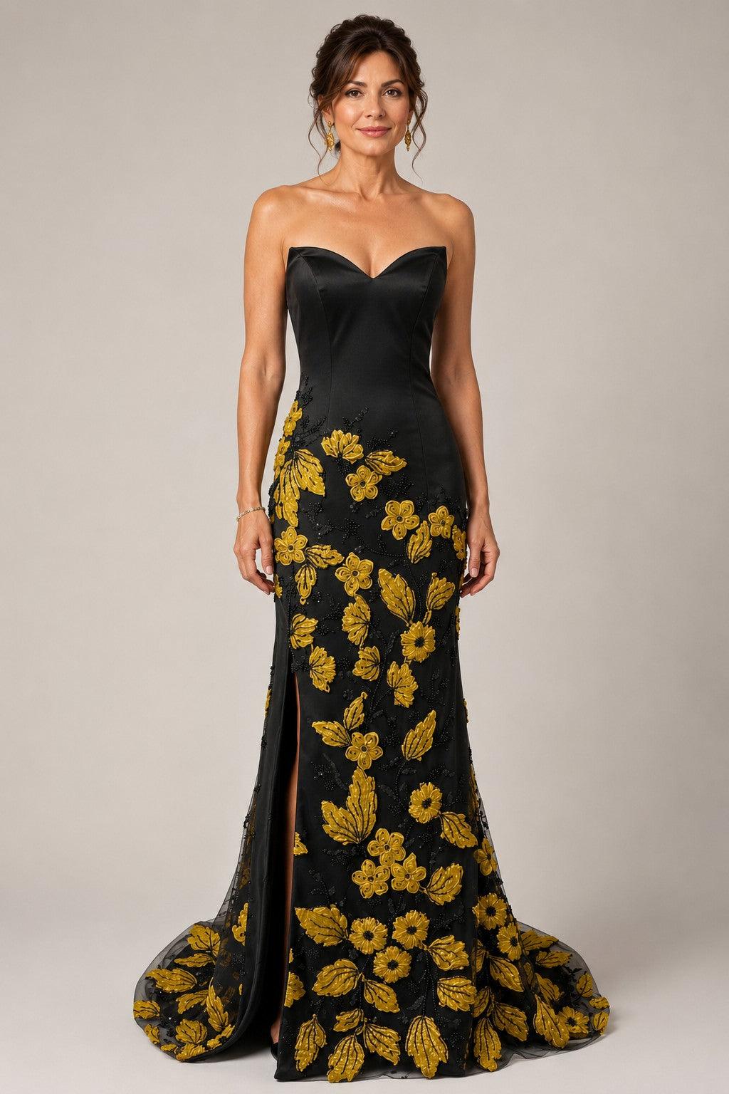 Trumpet-Mermaid Sweep-Brush Train Stretch Satin Mother of the Bride Dress CM0465 - As Picture - COCOMELODY