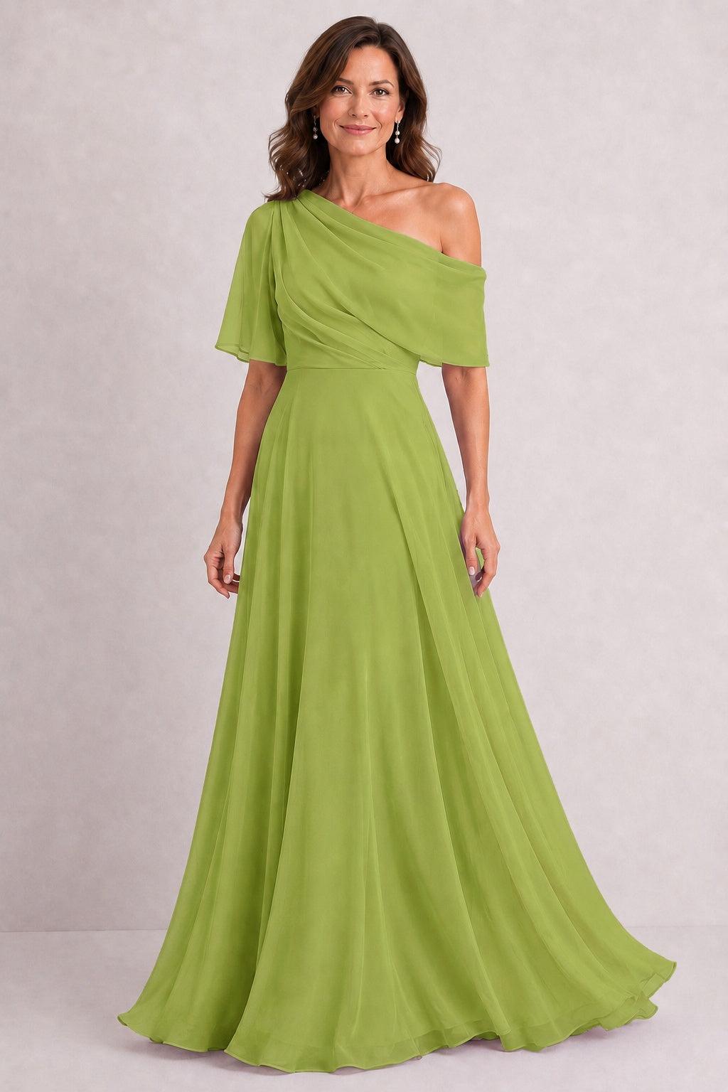 A-Line Floor Length Chiffon Mother of the Bride Dress CM0469 - Daiquiri Green - COCOMELODY