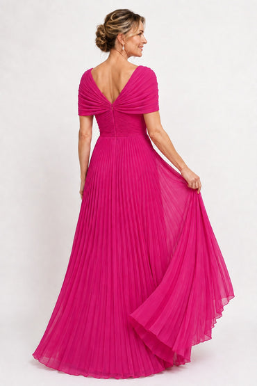 A-Line Floor Length Chiffon Mother of the Bride Dress CM0473 - Hot Pink - COCOMELODY
