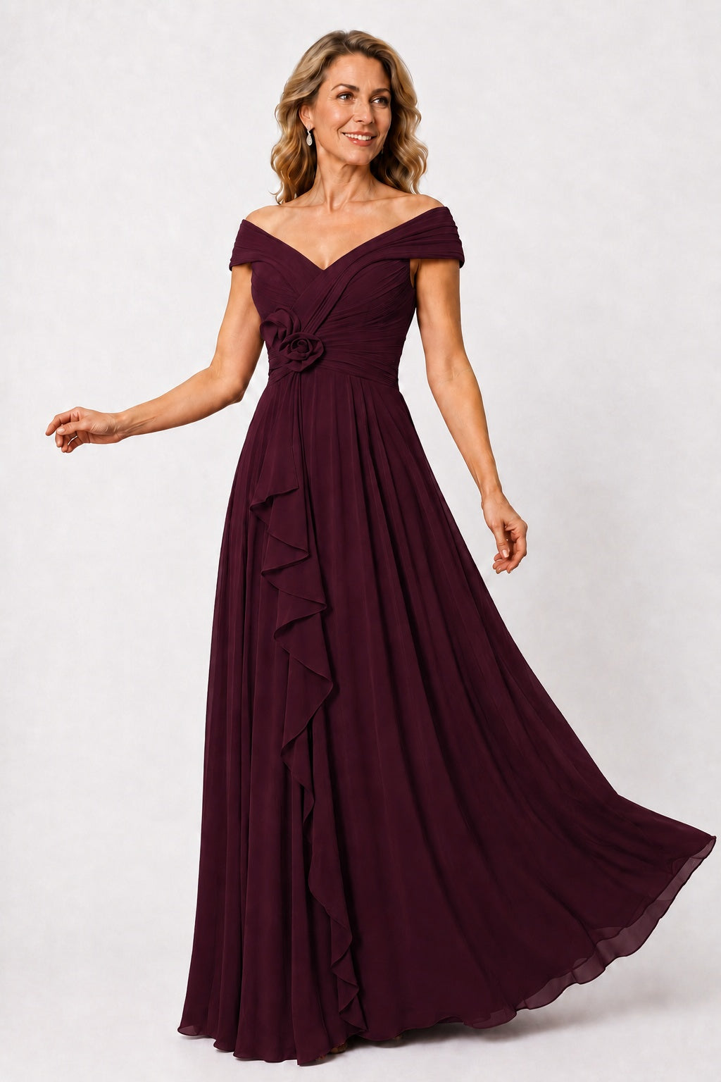 A-Line Floor Length Chiffon Mother of the Bride Dress CM0476