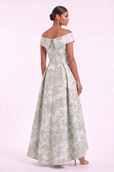 A-Line High-Low Jacquard Mother of the Bride Dress CM0480 - Green - COCOMELODY
