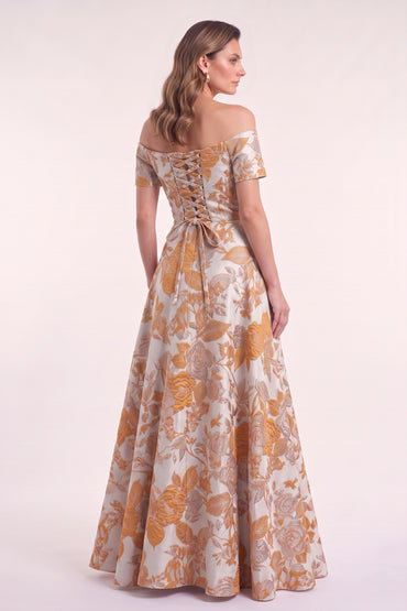 A-Line Floor Length Jacquard Mother of the Bride Dress CM0481