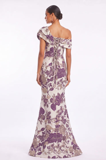 Trumpet-Mermaid Floor Length Jacquard Mother of the Bride Dress CM0483 - Purple - COCOMELODY