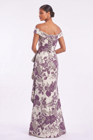 Sheath-Column Floor Length Jacquard Mother of the Bride Dress CM0484 - Purple - COCOMELODY