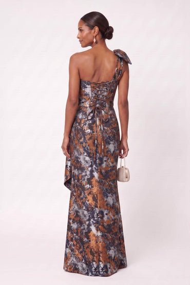 Sheath-Column Floor Length Jacquard Mother of the Bride Dress CM0489 - Orange - COCOMELODY