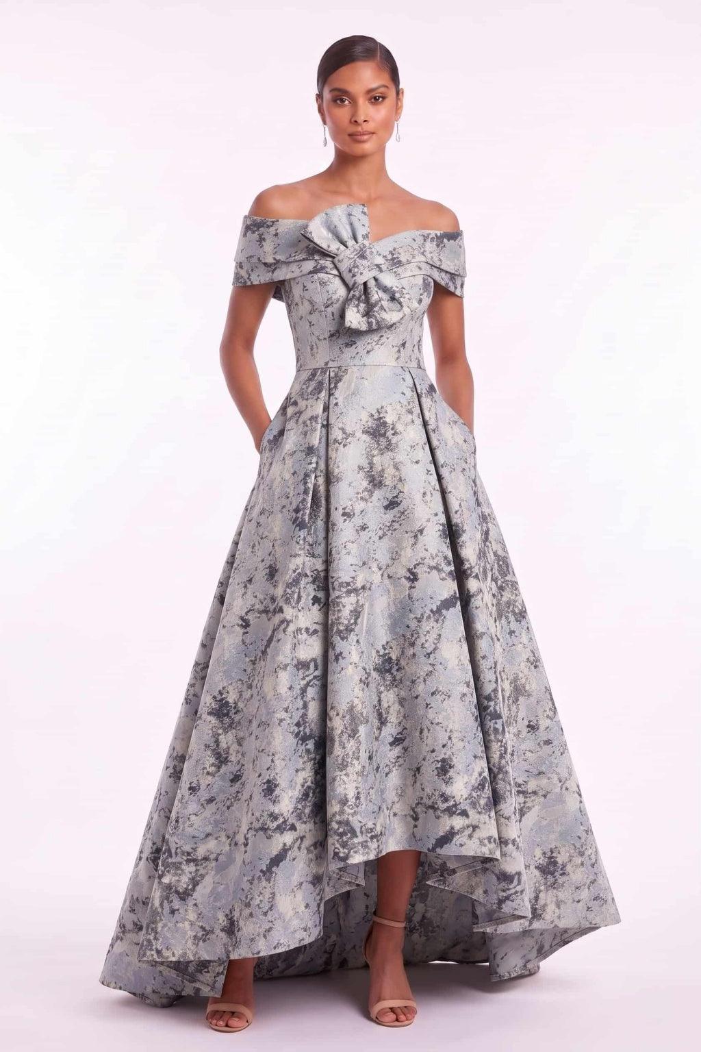 grey mother of the bride dresses High-Low Jacquard Dress for Wedding Reception & Anniversary Party COCOMELODY CM0493 SAME Rosette Crochet Dress and a mid Channable Size:US 8 / EU 41